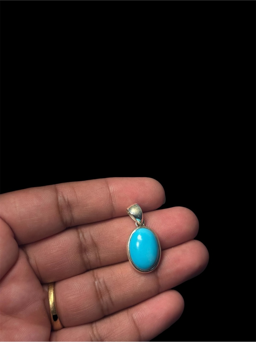 Natural Persian Turquoise (Firoza) Pendant – 8 Carat – 925 Sterling Silver